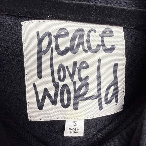 QVC Peace Love World French Terry Sweatshirt Womens Small Black Hoodie NWOT - Picture 4 of 11